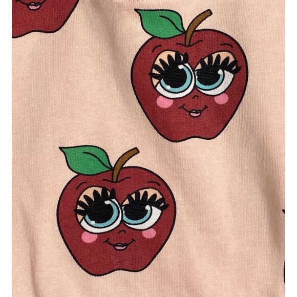 Hugo Loves Tiki Pink Apple Print Organic Cotton Hoodie Sweatshirt Dress Girls 2T - Picture 2 of 4